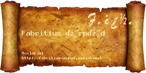 Fabritius Árpád névjegykártya